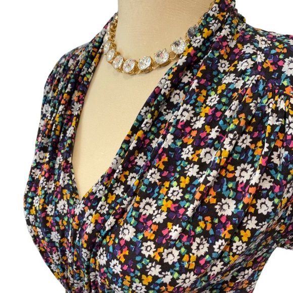 French Connection Dress Sz 10 Floral Stretchy Summer V Neck - Picture 1 of 8
